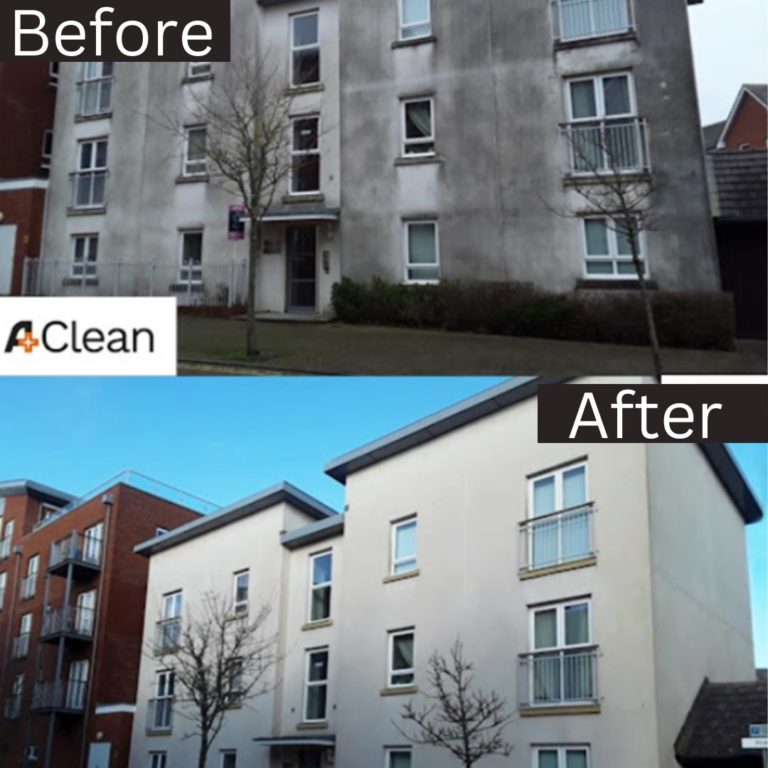 Commercial. Render cleaning. Stain and dirt removal. Wall cleaning. Professional.